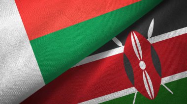 Madagaskar ve Kenya iki bayrak tekstil kumaş, kumaş doku
