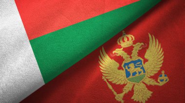 Madagaskar ve Karadağ iki bayrak tekstil kumaş, kumaş doku