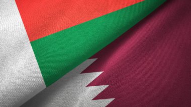 Madagaskar ve Katar iki bayrak tekstil kumaş, kumaş doku