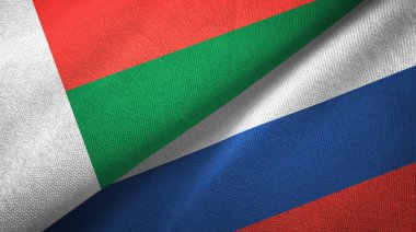 Madagaskar ve Rusya iki bayraktekstil kumaş, kumaş doku