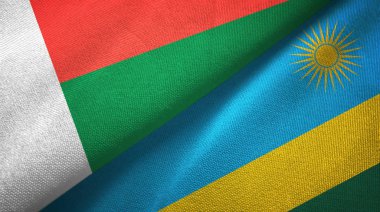 Madagaskar ve Ruanda iki bayrak tekstil kumaş, kumaş doku
