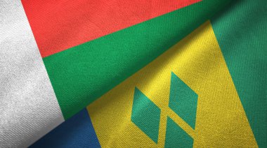 Madagaskar ve Saint Vincent ve Grenadinler iki bayrak tekstil bez