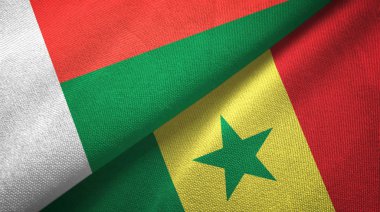 Madagaskar ve Senegal iki bayraklar tekstil kumaş, kumaş doku