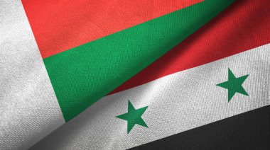 Madagaskar ve Suriye iki bayrak tekstil kumaş, kumaş doku