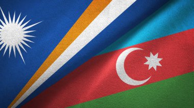 Marshall Adaları ve Azerbaycan iki bayraklı tekstil kumaş, kumaş doku 