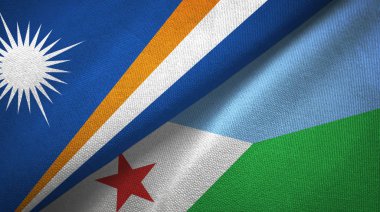 Marshall Adaları ve Cibuti iki bayraklar tekstil kumaş, kumaş doku