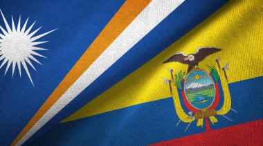 Marshall Adaları ve Ekvador iki bayraklar tekstil kumaş, kumaş doku