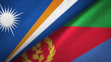 Marshall Adaları ve Eritre iki bayraktekstil kumaş, kumaş doku