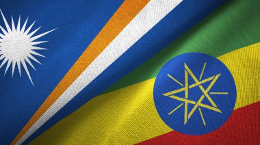 Marshall Adaları ve Etiyopya iki bayraklar tekstil kumaş, kumaş doku