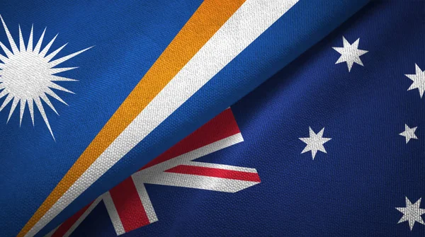 Islas Marshall y Australia dos banderas tela textil, textura de la tela — Foto de Stock