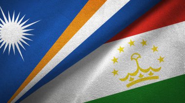 Marshall Adaları ve Tacikistan iki bayraktekstil kumaş, kumaş doku