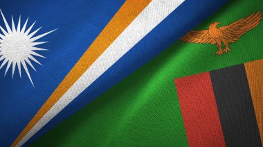 Marshall Adaları ve Zambiya iki bayraklar tekstil kumaş, kumaş doku