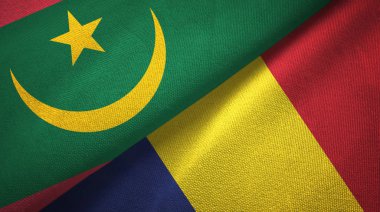 Moritanya ve Çad iki bayrak tekstil kumaş, kumaş doku 