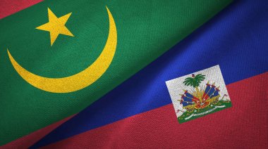 Moritanya ve Haiti iki bayraklar tekstil kumaş, kumaş doku