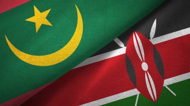 Moritanya ve Kenya iki bayraklar tekstil kumaş, kumaş doku