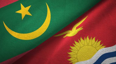 Moritanya ve Kiribati iki bayraktekstil kumaş, kumaş doku