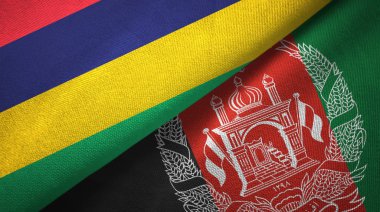 Mauritius ve Afganistan iki bayraklar tekstil kumaş, kumaş doku 
