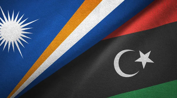 Marshall Adaları ve Libya iki bayraklar tekstil kumaş, kumaş doku