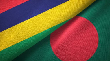 Mauritius ve Bangladeş iki bayraklar tekstil kumaş, kumaş doku 