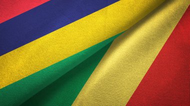 Mauritius ve Kongo iki bayraklar tekstil kumaş, kumaş doku 