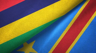 Mauritius ve Kongo Demokratik Cumhuriyeti iki bayrak tekstil bez