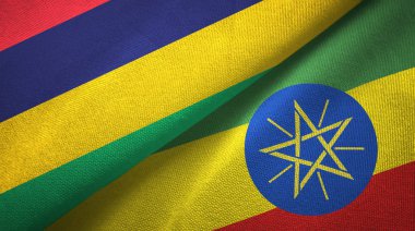 Mauritius ve Etiyopya iki bayraklar tekstil kumaş, kumaş doku