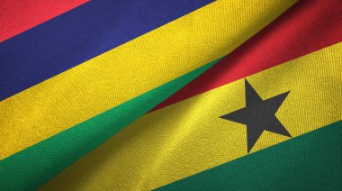 Mauritius ve Gana iki bayraklar tekstil kumaş, kumaş doku