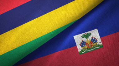 Mauritius ve Haiti iki bayraklar tekstil kumaş, kumaş doku