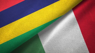 Mauritius ve İtalya iki bayraklar tekstil kumaş, kumaş doku