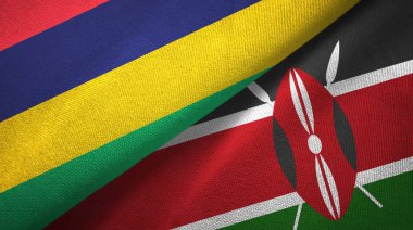 Mauritius ve Kenya iki bayraklar tekstil kumaş, kumaş doku
