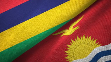 Mauritius ve Kiribati iki bayraklar tekstil kumaş, kumaş doku