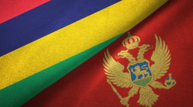 Mauritius ve Karadağ iki bayrak tekstil kumaş, kumaş doku