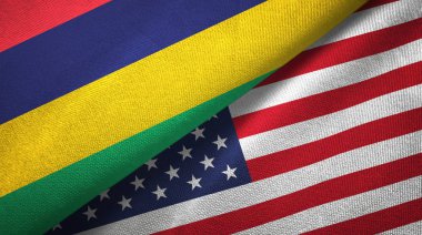 Mauritius ve Amerika Birleşik Devletleri iki bayraklar tekstil kumaş, kumaş doku