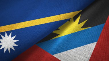 Nauru ve Antigua ve Barbuda iki bayrak tekstil kumaş, kumaş doku 