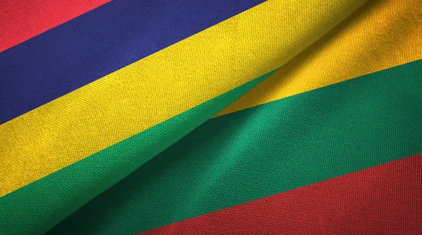 毛里求斯和立陶宛两旗纺织布，织物质地 — 图库照片