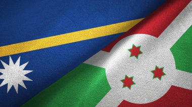 Nauru ve Burundi iki bayrak tekstil kumaş, kumaş doku 