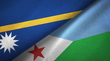 Nauru ve Cibuti iki bayrak tekstil kumaş, kumaş doku