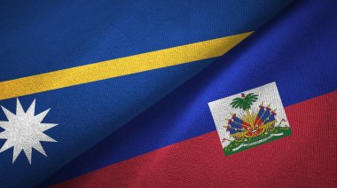 Nauru ve Haiti iki bayraklar tekstil kumaş, kumaş doku