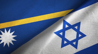 Nauru ve İsrail iki bayrak tekstil kumaş, kumaş doku