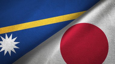 Nauru ve Japonya iki bayraklar tekstil kumaş, kumaş doku