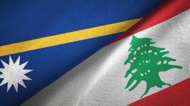 Nauru ve Lübnan iki bayrak tekstil kumaş, kumaş doku