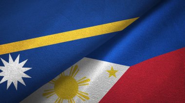 Nauru ve Filipinler iki bayraklar tekstil kumaş, kumaş doku