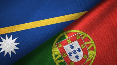 Nauru ve Portekiz iki bayraklar tekstil kumaş, kumaş doku