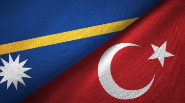 Nauru ve Türkiye iki bayrak tekstil kumaş, kumaş doku