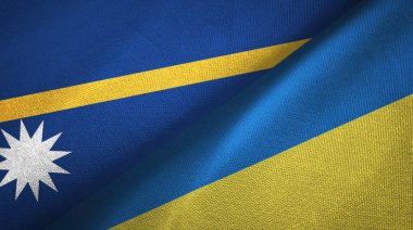 Nauru ve Ukrayna iki bayraklar tekstil kumaş, kumaş doku