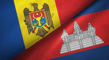 Moldova ve Kamboçya iki bayraklar tekstil kumaş, kumaş doku 