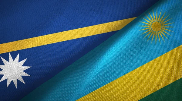 Nauru és Ruanda két zászló textil ruhával, szövet textúra — Stock Fotó