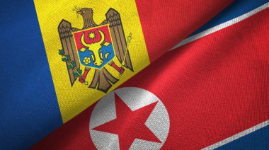 Moldova ve Kuzey Kore iki bayraklar tekstil kumaş, kumaş doku