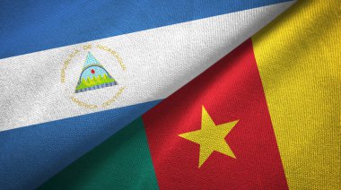 Nikaragua ve Kamerun iki bayraklar tekstil kumaş, kumaş doku 