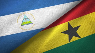 Nikaragua ve Gana iki bayraklar tekstil kumaş, kumaş doku